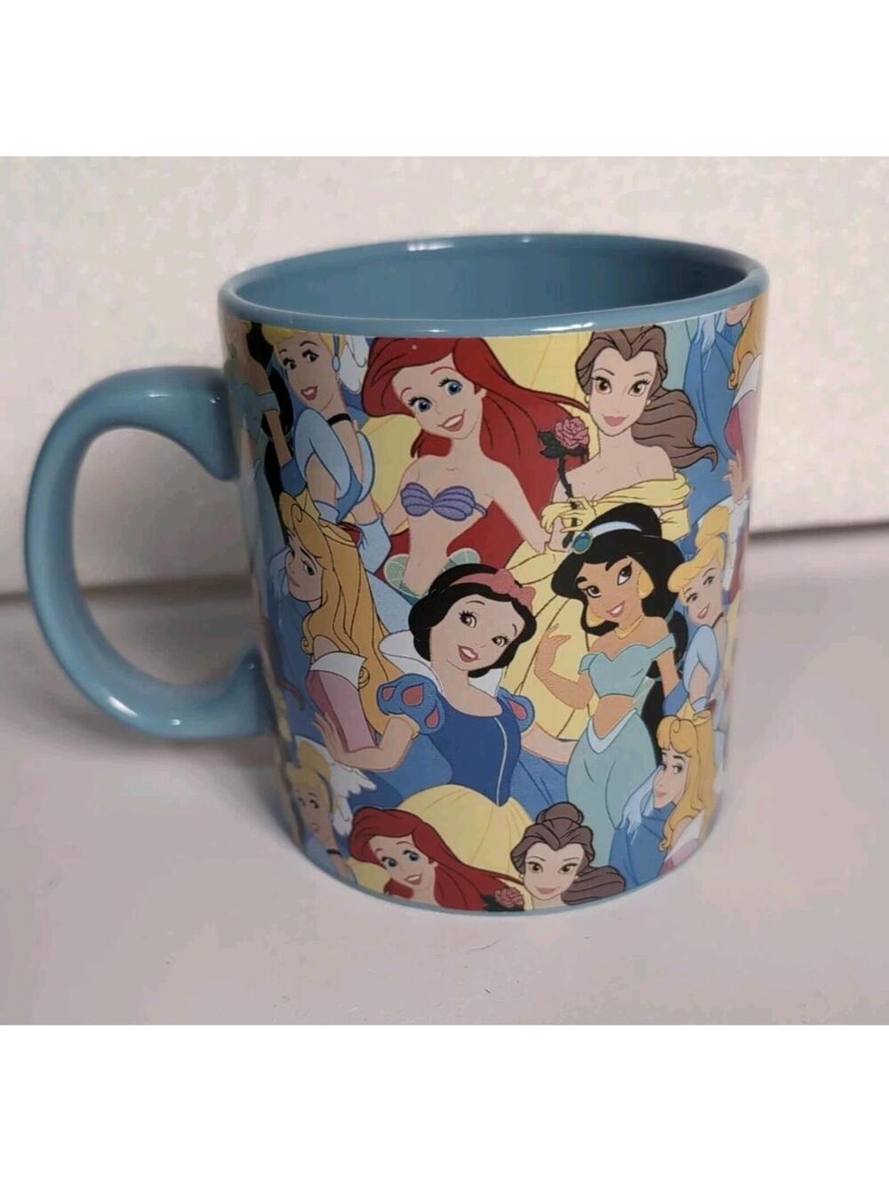 Disney Princess Large 20 Oz Ceramic Mug Blue Snow White Cinderella Belle Aurora - Picture 2 of 4